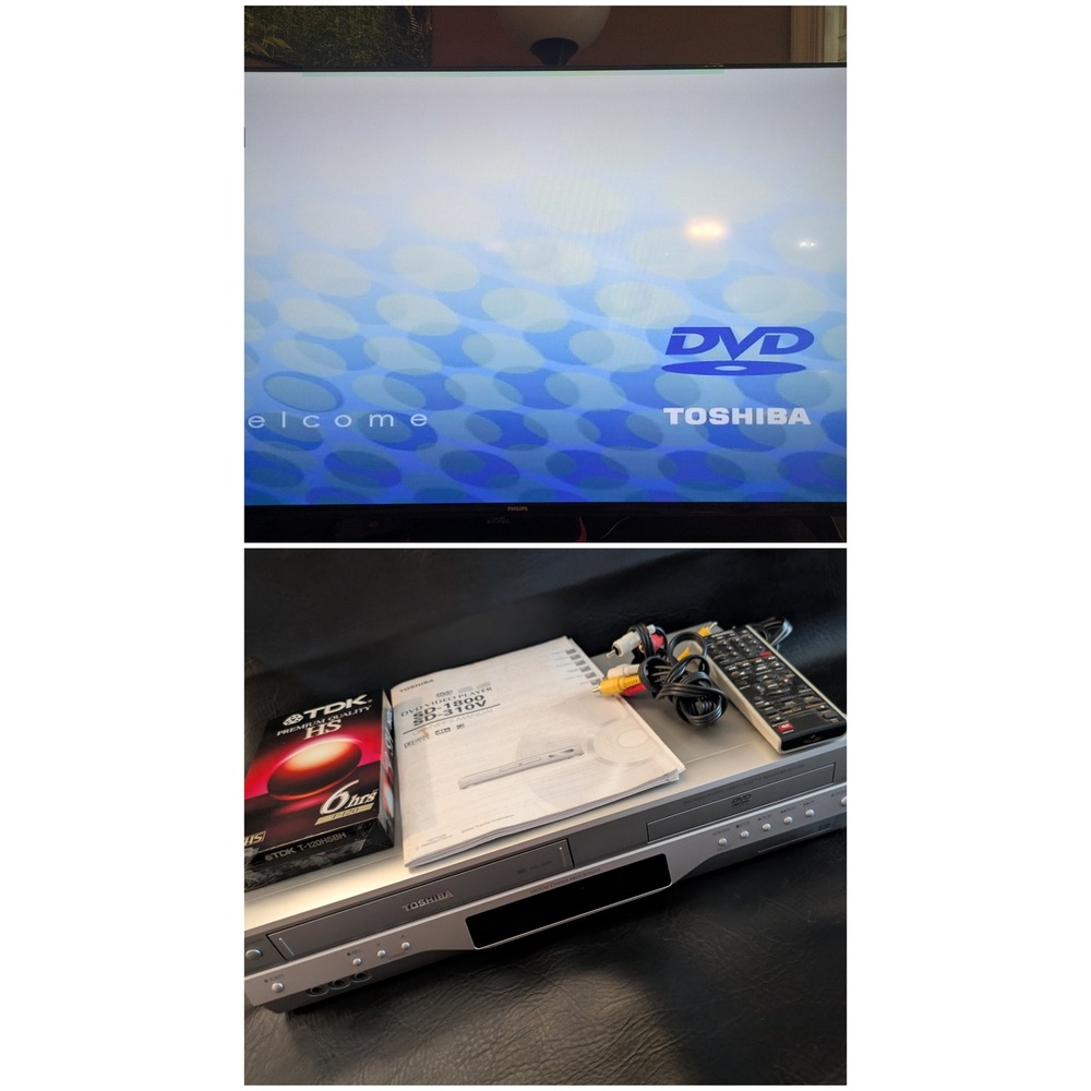 Toshiba SD-V393SU DVD VCR Combo Player Silver VHS Deck Remote Cables Working